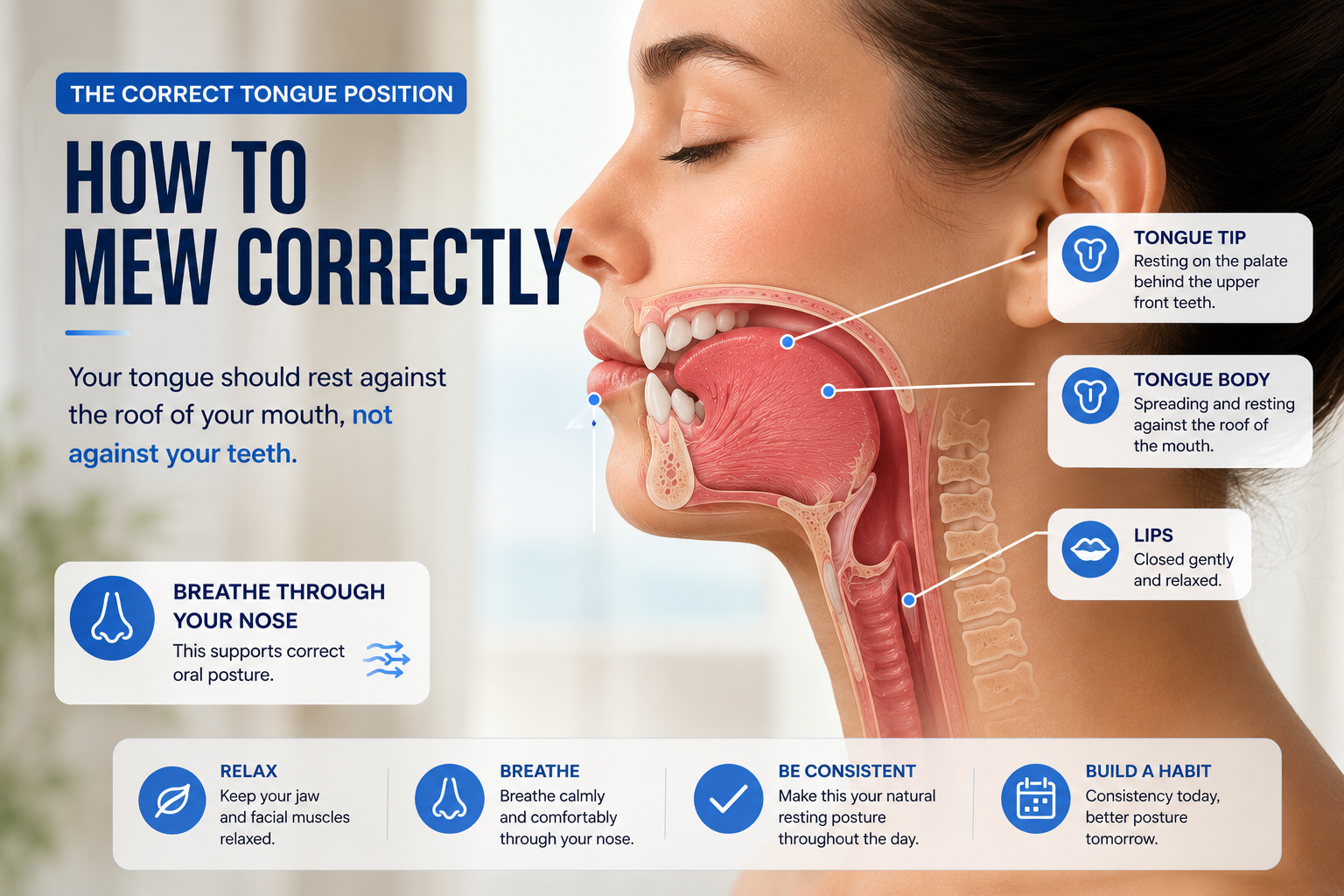 Correct tongue position for mewing